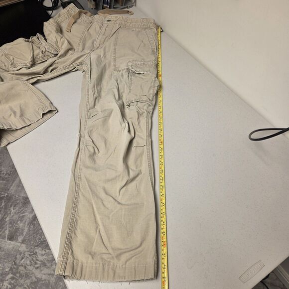 Polo Jeans Co. Ralph Lauren Men's Tan Cargo Pants Drawstring 33x32 Military - Picture 14 of 16